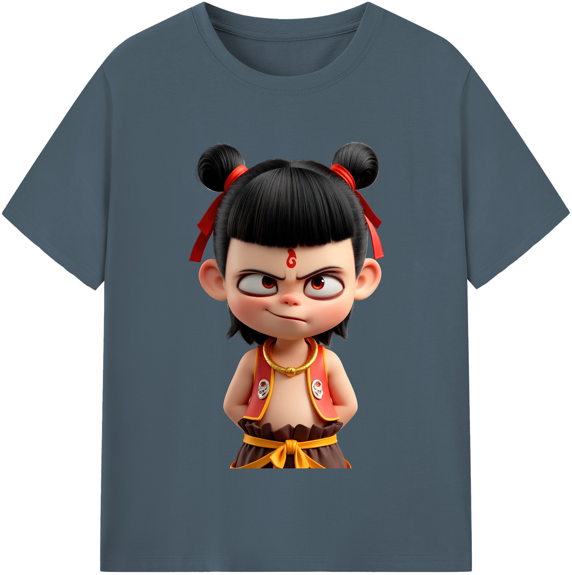 （画像用） Ne Zha 2 ナタ 魔童の大暴れ 綿100％半袖Tシャツ（フロントプリント）